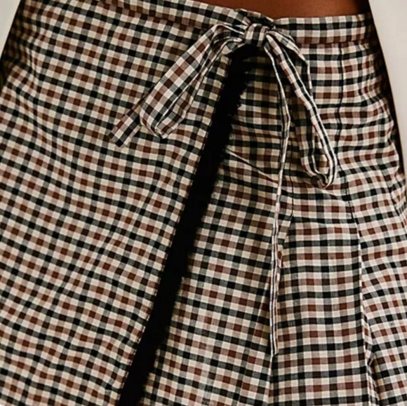 NWT Anna Sui Plaid Wrap Skirt Brown M - Picture 4 of 12